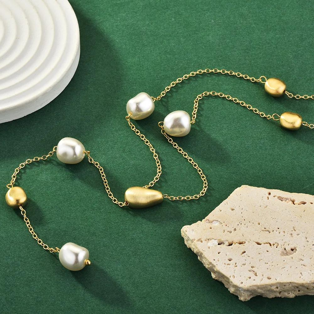 New Baroque Brushed Pearl Long Necklace for Women Y-shape Sweater Chain Collares Para Mujer золотий
New Baroque Brushed Pearl Long Necklace for Women Y-shape Sweater Chain Collares Para Mujer золотий
