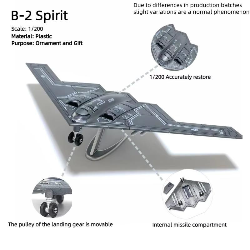 1/200 Scale B-2 Military Aircraft Toy Build Model USA Stealth Heavy Bomber Plastic Building Airplane Model Gift for Kids
1/200 Scale B-2 Military Aircraft Toy Build Model USA Stealth Heavy Bomber Plastic Building Airplane Model Gift for Kids