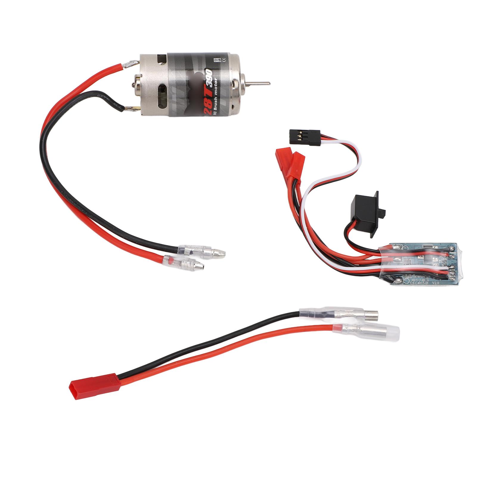 RC Brushed Motor ESC Set 28T 390 Brushed Motor with 30A Brushed ESC JST Female to 4.0mm Female Adapter Cable for 1/16 1/18 RC Car Boat
RC Brushed Motor ESC Set 28T 390 Brushed Motor with 30A Brushed ESC JST Female to 4.0mm Female Adapter Cable for 1/16 1/18 RC Car Boat