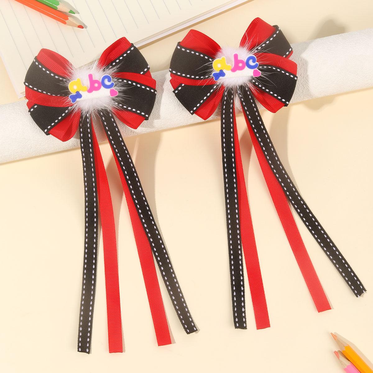 2pcs Back To School Season Hair Bow Clips ,Red & Black Colorblock Bow Hairpins with Two Long Tails , Hair Accessories for Girls
2pcs Back To School Season Hair Bow Clips ,Red & Black Colorblock Bow Hairpins with Two Long Tails , Hair Accessories for Girls