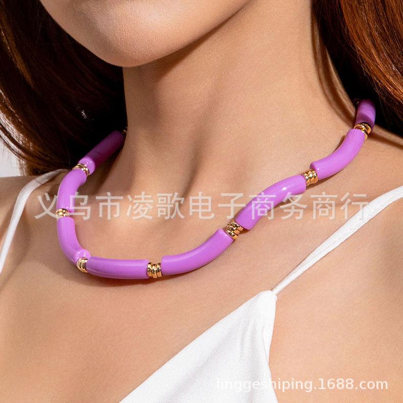 Color Bamboo Beaded Bracelet Necklace, Acrylic Versatile Dopamine Jewelry Set for Women
Color Bamboo Beaded Bracelet Necklace, Acrylic Versatile Dopamine Jewelry Set for Women