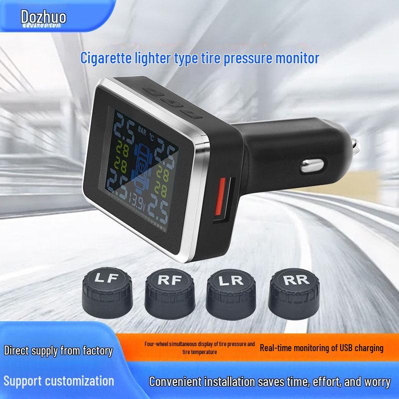 Wireless Car Tire Pressure Monitor with Internal/External Sensors and Cigarette Lighter TPMS External Cigarette Lighter TPMS
Wireless Car Tire Pressure Monitor with Internal/External Sensors and Cigarette Lighter TPMS External Cigarette Lighter TPMS