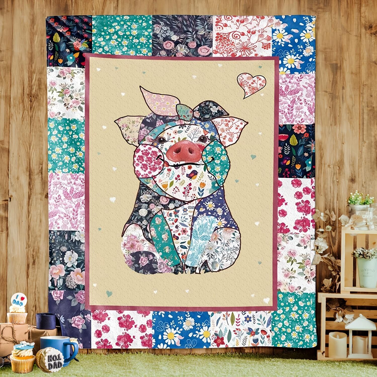 Charming Floral Pig Quilted Blanket - Colorful Patchwork Design, Soft Cozy Throw for Bedroom Decor, Unique Gift for Animal 75x90cm
Charming Floral Pig Quilted Blanket - Colorful Patchwork Design, Soft Cozy Throw for Bedroom Decor, Unique Gift for Animal 75x90cm