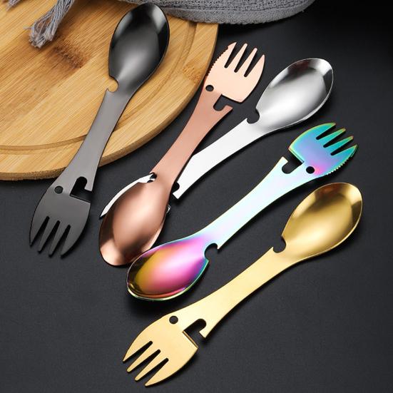 Yousheng Multifunctional Camping Scoop Corrosion Resistant Stainless Steel No Burr 5 in 1 Cutter Opener Fork for Outdoor
Yousheng Multifunctional Camping Scoop Corrosion Resistant Stainless Steel No Burr 5 in 1 Cutter Opener Fork for Outdoor