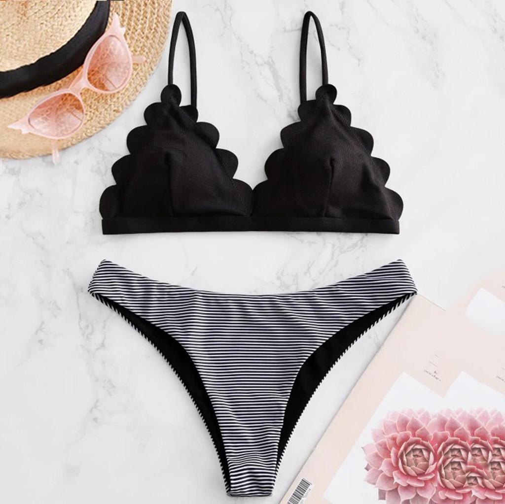 Buy Women Sexy Striped Pattern Bikini Set Two Piece Swimsuit Swimwear