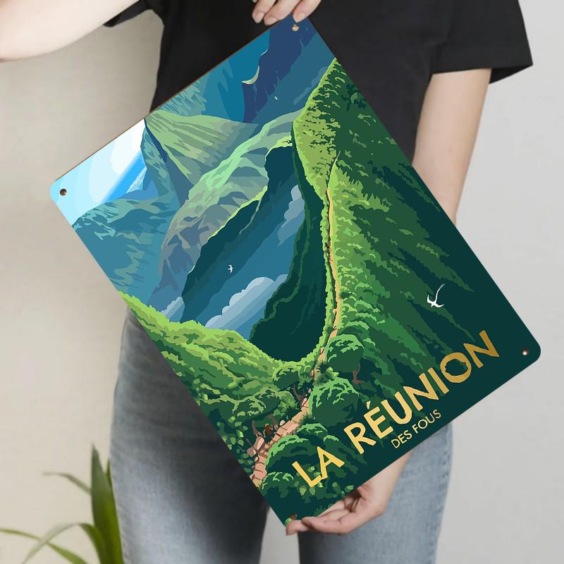 Vintage La Reunion Mountain Trail Metal Wall Art French Colonial Scenery Home Decor 20x30cm(7.8x11.8inch)
Vintage La Reunion Mountain Trail Metal Wall Art French Colonial Scenery Home Decor 20x30cm(7.8x11.8inch)