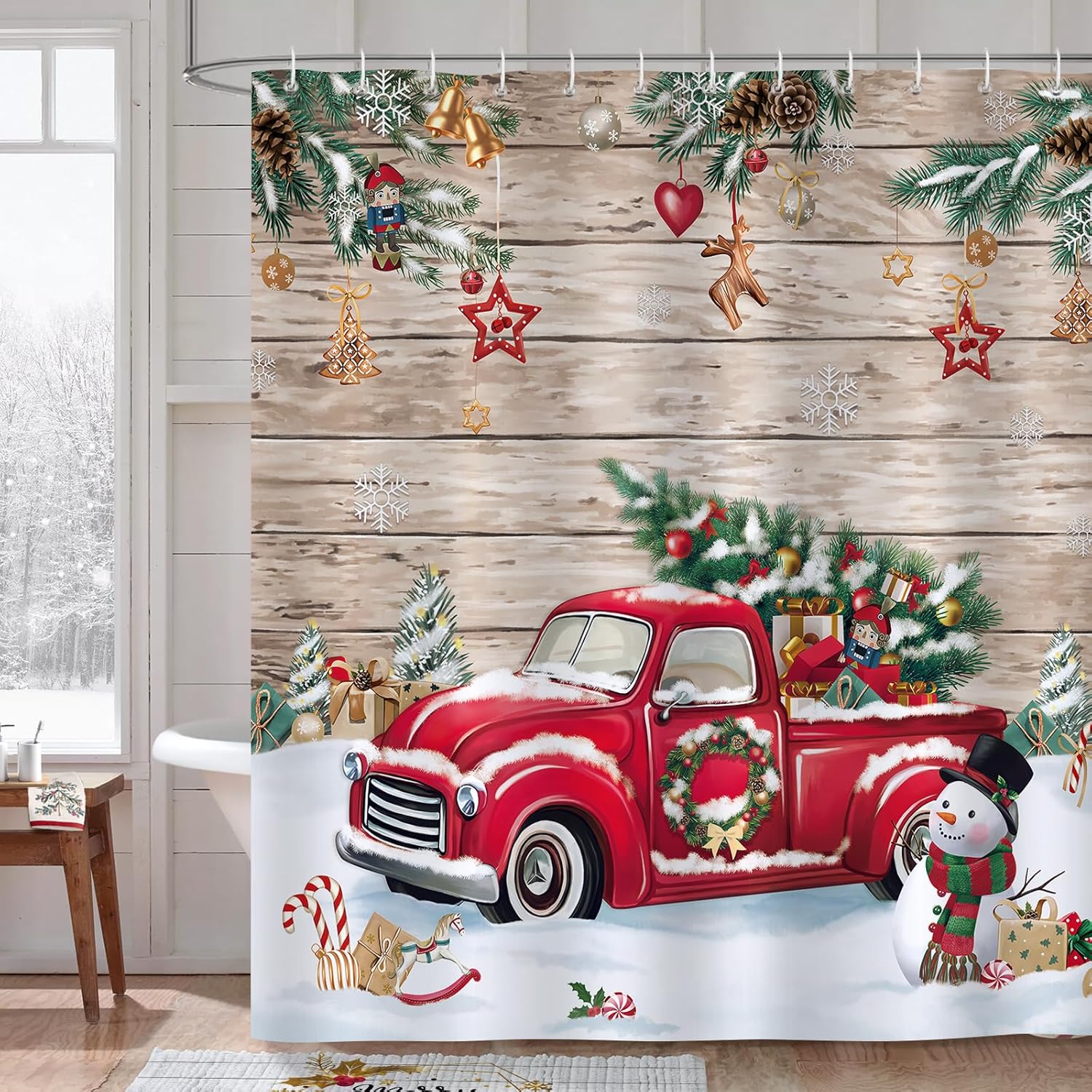 Merry Christmas Santa Claus Sleigh Reindeer Shower Curtain Waterproof Washable Shower Curtain 180X 180Cm With 12 Hooks W60H190(CM)-1 Pcs
Merry Christmas Santa Claus Sleigh Reindeer Shower Curtain Waterproof Washable Shower Curtain 180X 180Cm With 12 Hooks W60H190(CM)-1 Pcs