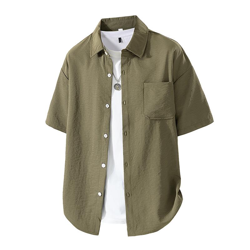 Casual Men s Short Sleeve Shirt Summer Pure Color Loose Fit Collared Jacket Versatile Japanese Style Fresh and Clean S
Casual Men s Short Sleeve Shirt Summer Pure Color Loose Fit Collared Jacket Versatile Japanese Style Fresh and Clean S