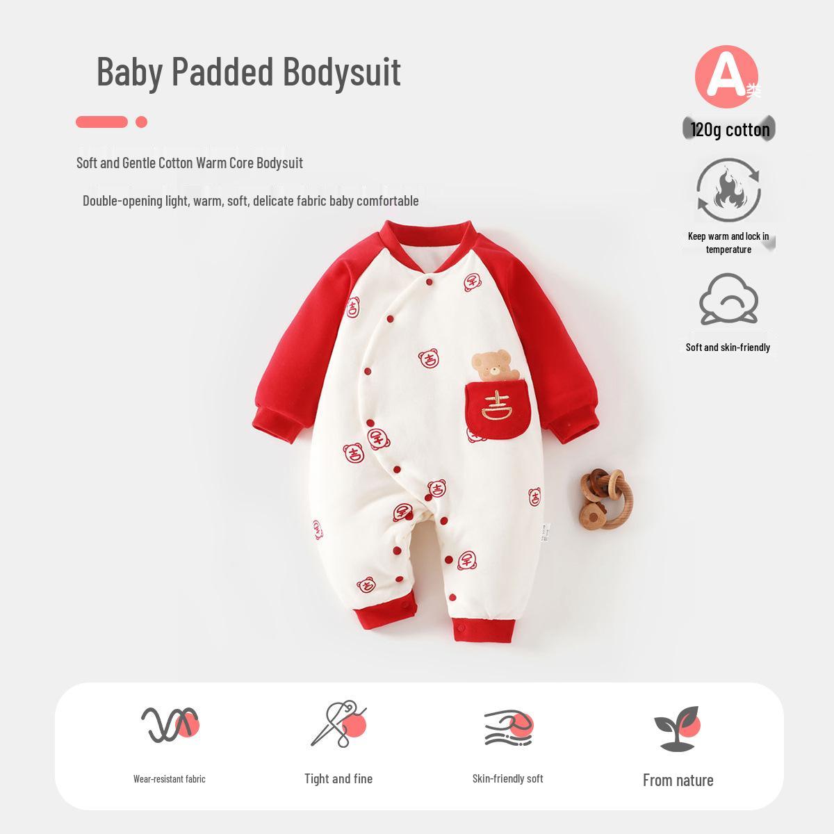 120g Quilted Red Baby Onesie - Winter & Autumn Newborn Crawling Suit, Ideal for Full Moon Celebrations & Visiting Relatives 90 (20-25 lbs)
120g Quilted Red Baby Onesie - Winter & Autumn Newborn Crawling Suit, Ideal for Full Moon Celebrations & Visiting Relatives 90 (20-25 lbs)