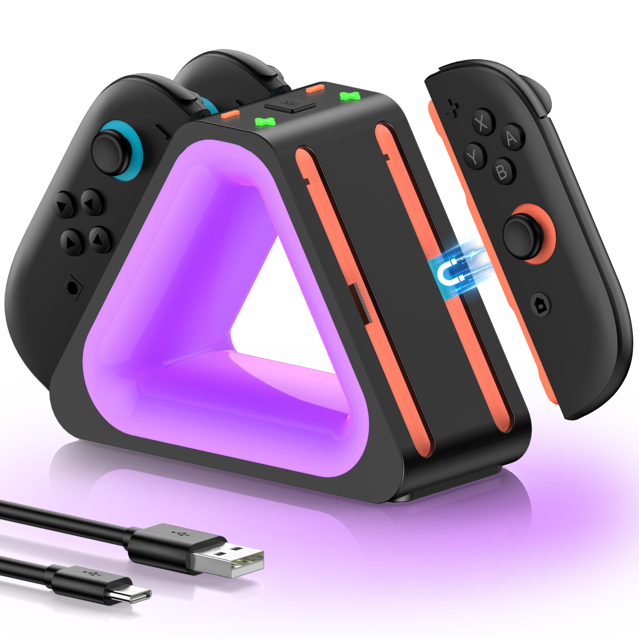 Switch 2 Joycon Charging Fast Charging for 4 Devices Magnetic Equipped with Protective 8 RGB Light Storage Cable Compatible with Black Stand,
Switch 2 Joycon Charging Fast Charging for 4 Devices Magnetic Equipped with Protective 8 RGB Light Storage Cable Compatible with Black Stand,