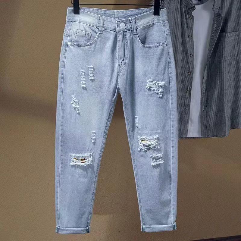 Мужские рваные свободные прямые брюки Nine Point летние 32 светло-синий
Мужские рваные свободные прямые брюки Nine Point летние 32 светло-синий