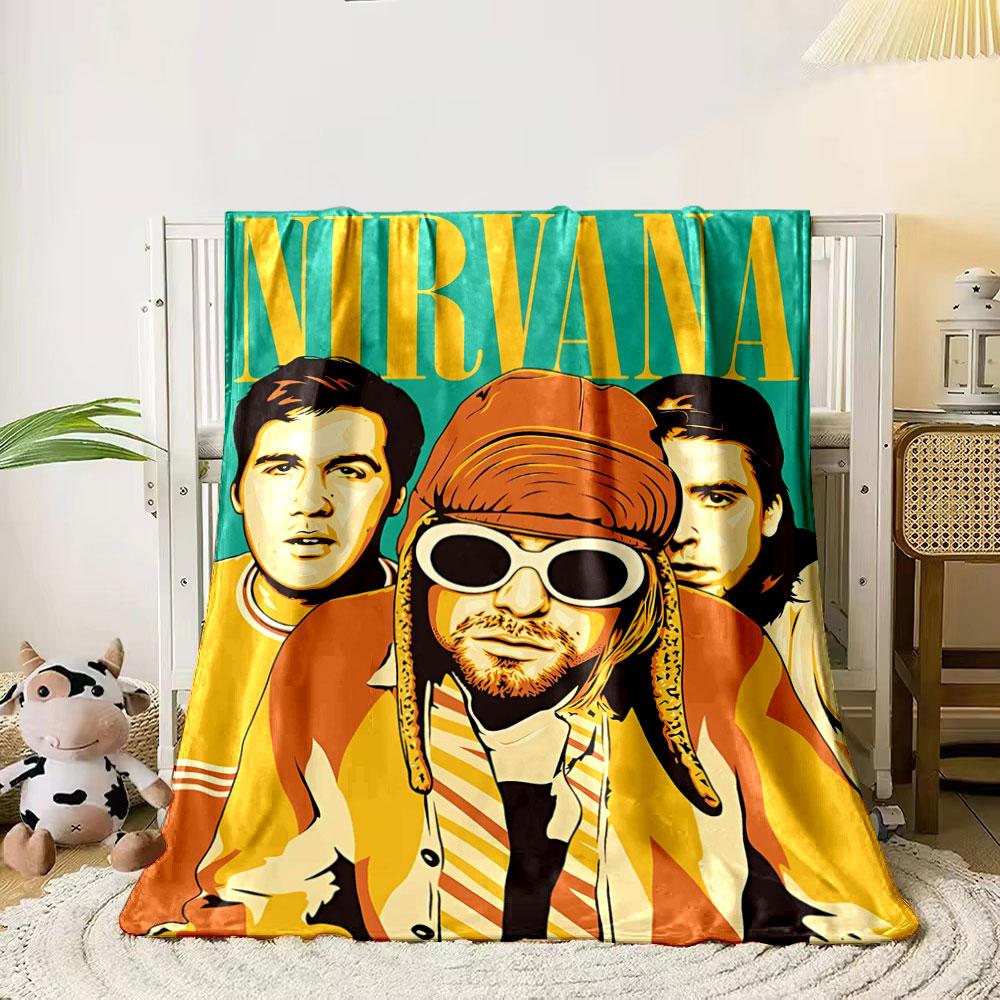Stylized portrait with bold colors, featuring yellow text NIRVANA . for all seasons blanket lunch break throw gift 80cm x 120cm
Stylized portrait with bold colors, featuring yellow text NIRVANA . for all seasons blanket lunch break throw gift 80cm x 120cm