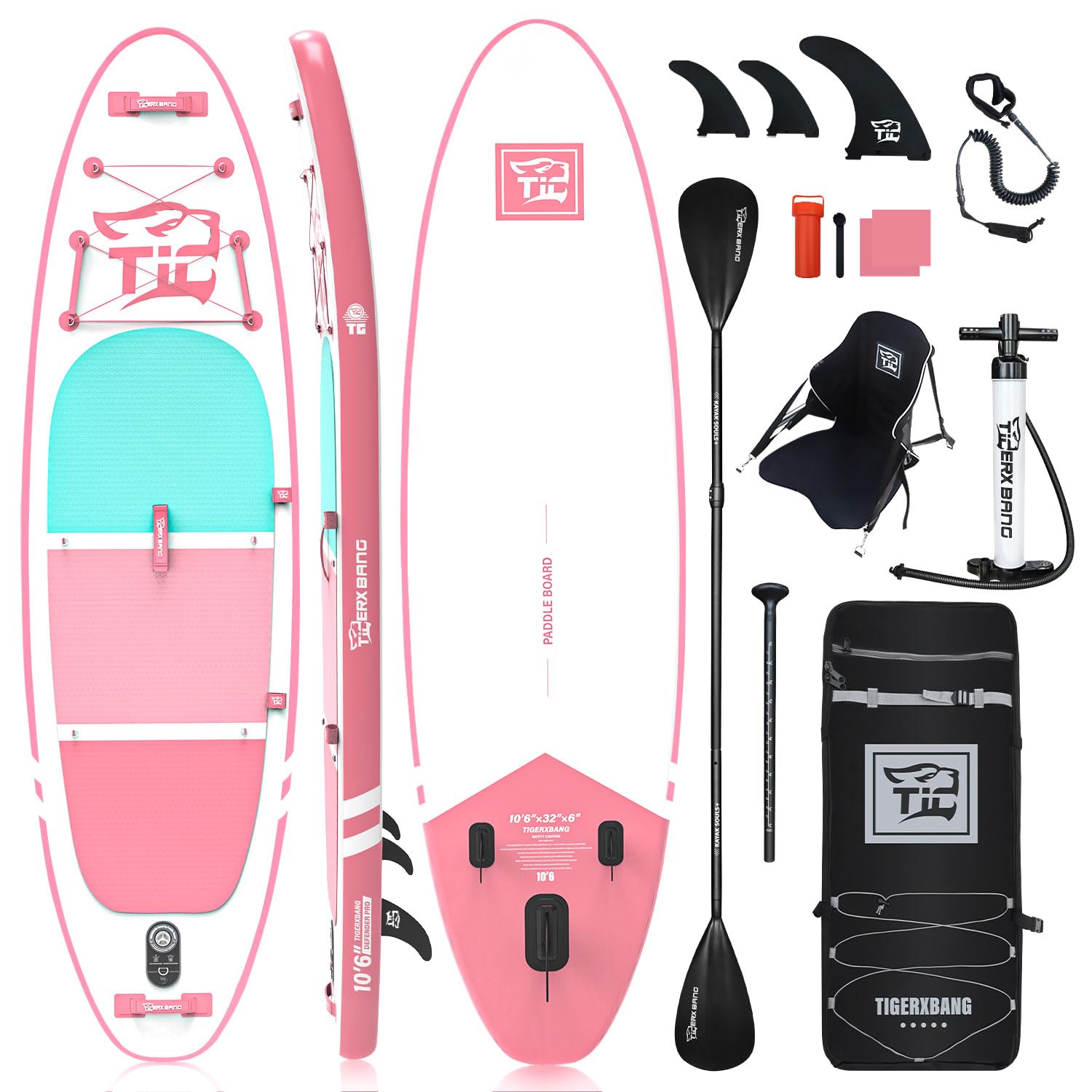 TIGERXBANG Надувная доска для гребли стоя Sup Board Длина 320 см Ширина 82 см Толщина 15 см Грузоподъемность Доска для гребли с двойным веслом с каяком
TIGERXBANG Надувная доска для гребли стоя Sup Board Длина 320 см Ширина 82 см Толщина 15 см Грузоподъемность Доска для гребли с двойным веслом с каяком