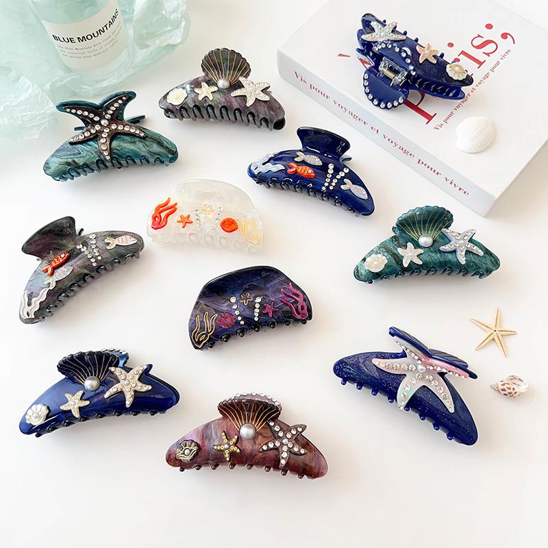 Новые большие заколки-крабы для волос Ocean Series Diamond Starfish Conch Hair Clips, акриловые заколки для волос в виде когтей акулы, аксессуары для волос ручной работы A12
Новые большие заколки-крабы для волос Ocean Series Diamond Starfish Conch Hair Clips, акриловые заколки для волос в виде когтей акулы, аксессуары для волос ручной работы A12