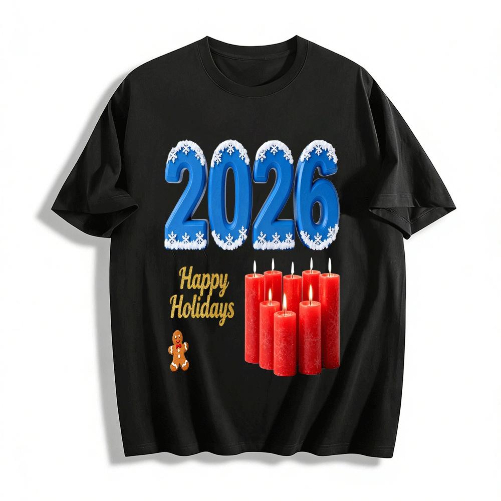 2026 Happy Holidays Gingerbread Man Candle Print Casual Top Pure cotton T-shirt XXS
2026 Happy Holidays Gingerbread Man Candle Print Casual Top Pure cotton T-shirt XXS