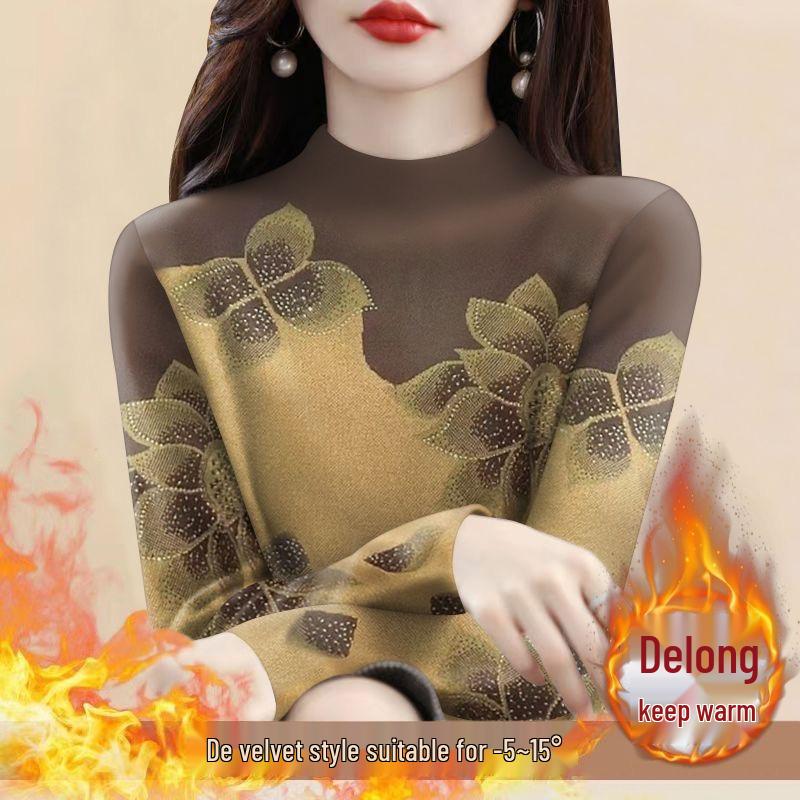 Mom s Women s Long Sleeve Semi-High Neck Fleece Lined Tummy Cover T-Shirt - Spring/Autumn High-End Print L suggested weight 95-110 jin
Mom s Women s Long Sleeve Semi-High Neck Fleece Lined Tummy Cover T-Shirt - Spring/Autumn High-End Print L suggested weight 95-110 jin