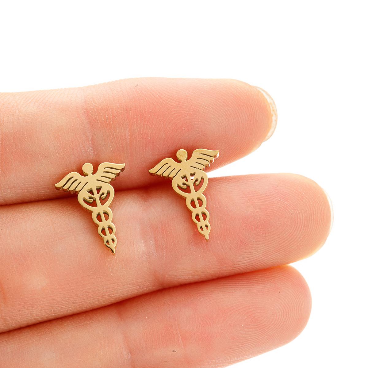 Small Stainless Steel Medical Wings Logo Snake Sticks Stud Earrings For Women Fashion Zircon Protection Gifts Aretes De Mujer
Small Stainless Steel Medical Wings Logo Snake Sticks Stud Earrings For Women Fashion Zircon Protection Gifts Aretes De Mujer