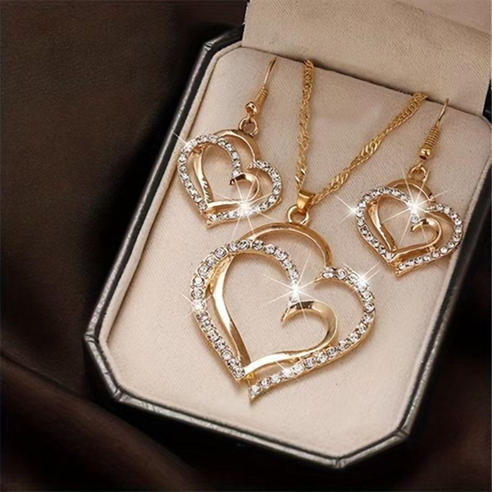 Gold Silver Necklace Earrings Set Crystal Fashion Jewelry Set Classic Love Pendant For срібний
Gold Silver Necklace Earrings Set Crystal Fashion Jewelry Set Classic Love Pendant For срібний