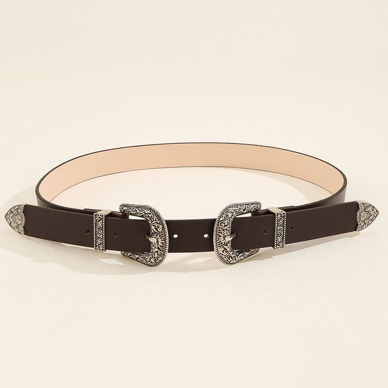 New European and American vintage belt, versatile and fashionable, carved double buckle decoration, jeans belt for men and women 105cm
New European and American vintage belt, versatile and fashionable, carved double buckle decoration, jeans belt for men and women 105cm
