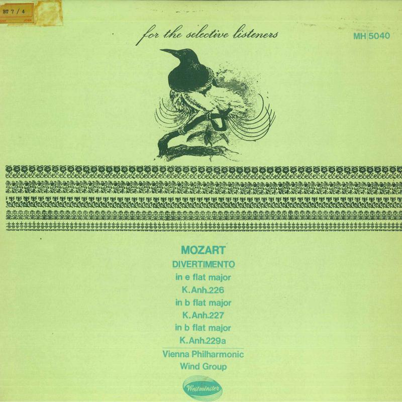 LP Record VIENNA PHILHARMONIC WIND GROUP - Mozart: Divertimento K.anh.226, 227 MH5040 WESTMINSTER 1963 Japan Classical Used
LP Record VIENNA PHILHARMONIC WIND GROUP - Mozart: Divertimento K.anh.226, 227 MH5040 WESTMINSTER 1963 Japan Classical Used