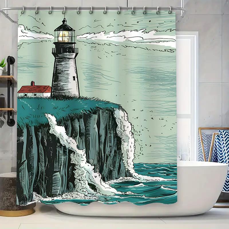Vintage Lighthouse Waterproof Shower Curtain Set for Bathroom Decor Blue Ocean Waves Print Easy Install Rod Included (180x152cm) 90x180cm
Vintage Lighthouse Waterproof Shower Curtain Set for Bathroom Decor Blue Ocean Waves Print Easy Install Rod Included (180x152cm) 90x180cm