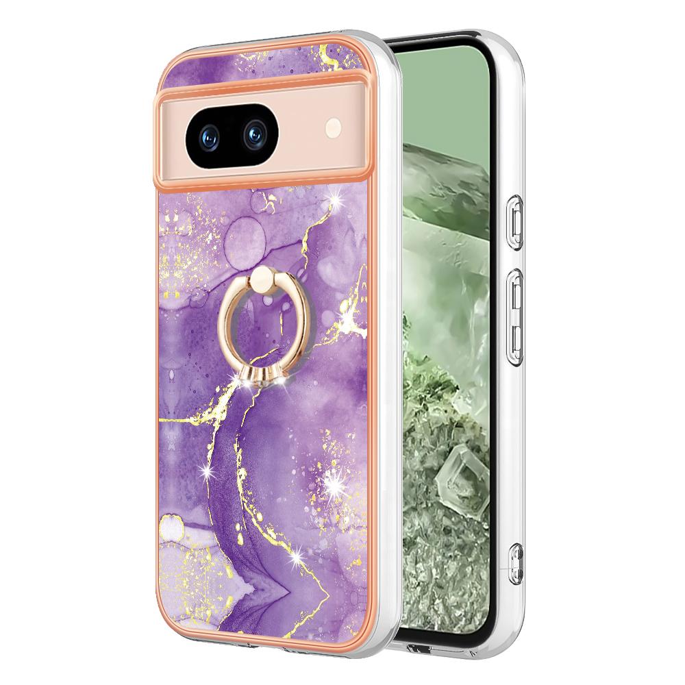For Google Pixel 8a Case with Ring Kickstand Marble Pattern Electroplating TPU Back Cover Purple 002
For Google Pixel 8a Case with Ring Kickstand Marble Pattern Electroplating TPU Back Cover Purple 002