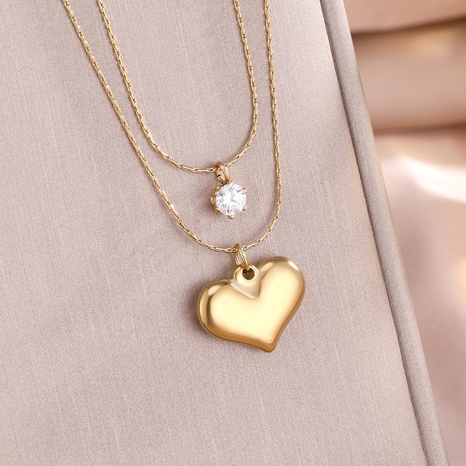 ZAKOL Stainless Steel Double-Layered Shiny Zirconium Metal Heart-Shaped Pendant Necklace, Fashionable And Personalized Birthday
ZAKOL Stainless Steel Double-Layered Shiny Zirconium Metal Heart-Shaped Pendant Necklace, Fashionable And Personalized Birthday