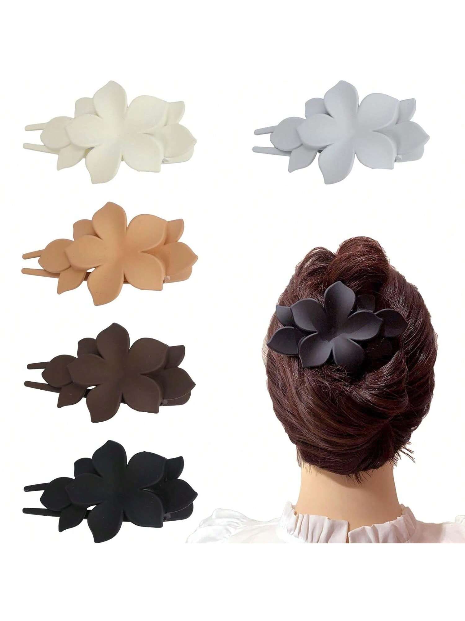 4.2-inch large natural color coffee colored flower grab clip suitable for thick and thin hair, fixing hair and styling
4.2-inch large natural color coffee colored flower grab clip suitable for thick and thin hair, fixing hair and styling