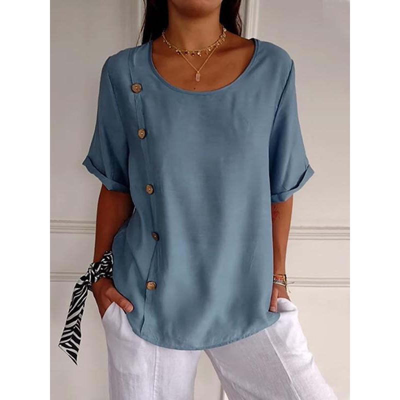 Хлопково-льняной топ на пуговицах однотонный простой и минималистичный женские блузки и рубашки S морской синий
Хлопково-льняной топ на пуговицах однотонный простой и минималистичный женские блузки и рубашки S морской синий