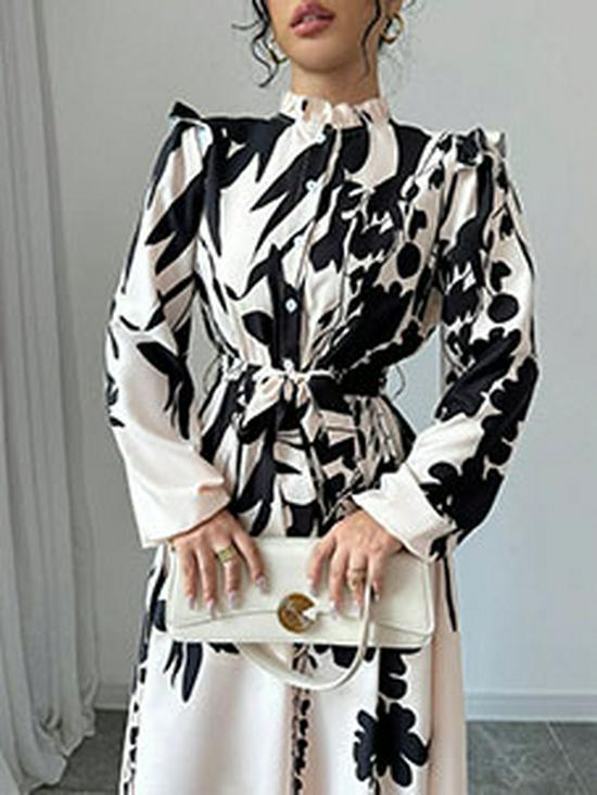 Women s Slim Fit Printed A-line Midi Dress with Belt - Long Sleeve, Autumn Collection. Small
Women s Slim Fit Printed A-line Midi Dress with Belt - Long Sleeve, Autumn Collection. Small