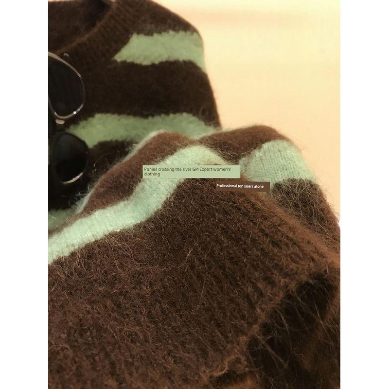Огромная, ультратонкая ангорская шерсть!! Контрастные полоски Мохеровый Ретро Вязаный Свитер Женский Осень и Зима Green stripes L
Огромная, ультратонкая ангорская шерсть!! Контрастные полоски Мохеровый Ретро Вязаный Свитер Женский Осень и Зима Green stripes L