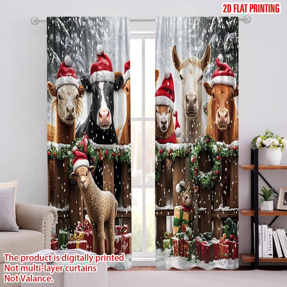Set Of 2 Flat Printing Christmas Window Curtains Santa Hat Yak Friends Durable Polyester Fabric Without Electricity Curtain W100*H70(CM)-Hooks&1PCS
Set Of 2 Flat Printing Christmas Window Curtains Santa Hat Yak Friends Durable Polyester Fabric Without Electricity Curtain W100*H70(CM)-Hooks&1PCS