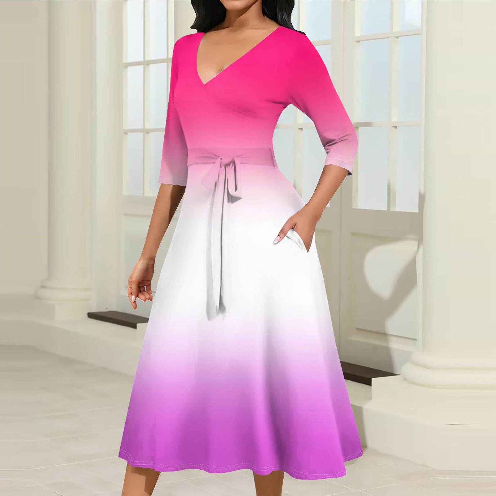 Женское повседневное модное платье миди с V-образным вырезом и рукавом три четверти M
Женское повседневное модное платье миди с V-образным вырезом и рукавом три четверти M