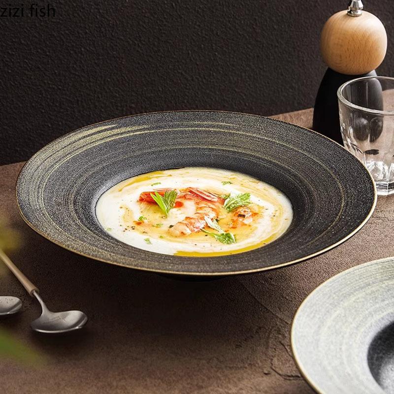 Retro Hand Painted Ceramic Thick Soup Plate Dessert Plate Salad Plates Pasta Plates Molecular Cuisine Specialty Tableware
Retro Hand Painted Ceramic Thick Soup Plate Dessert Plate Salad Plates Pasta Plates Molecular Cuisine Specialty Tableware