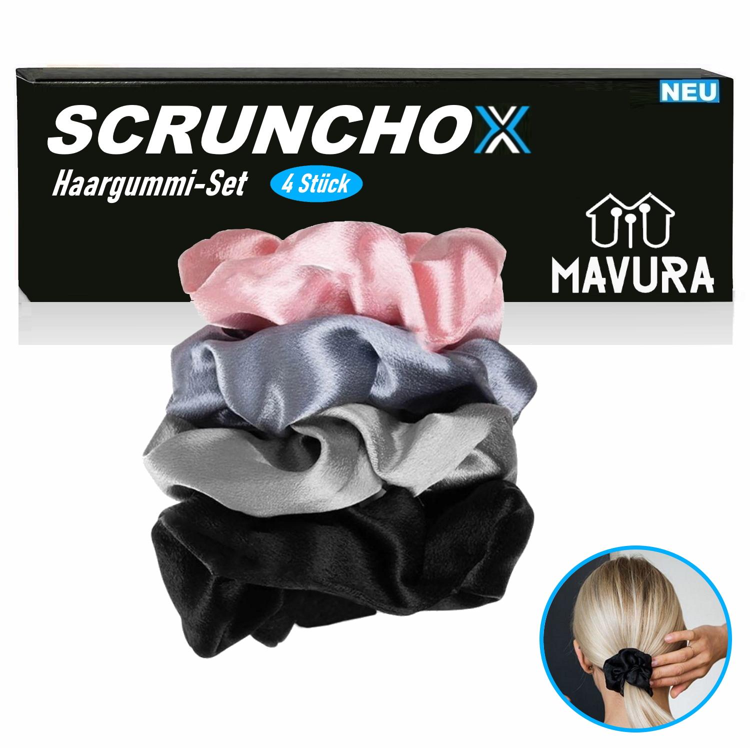 SCRUNCHOX Set of ponytail holders, hair bands, hair ties, ponytail holders, ponytail bands, 4 pieces
SCRUNCHOX Set of ponytail holders, hair bands, hair ties, ponytail holders, ponytail bands, 4 pieces