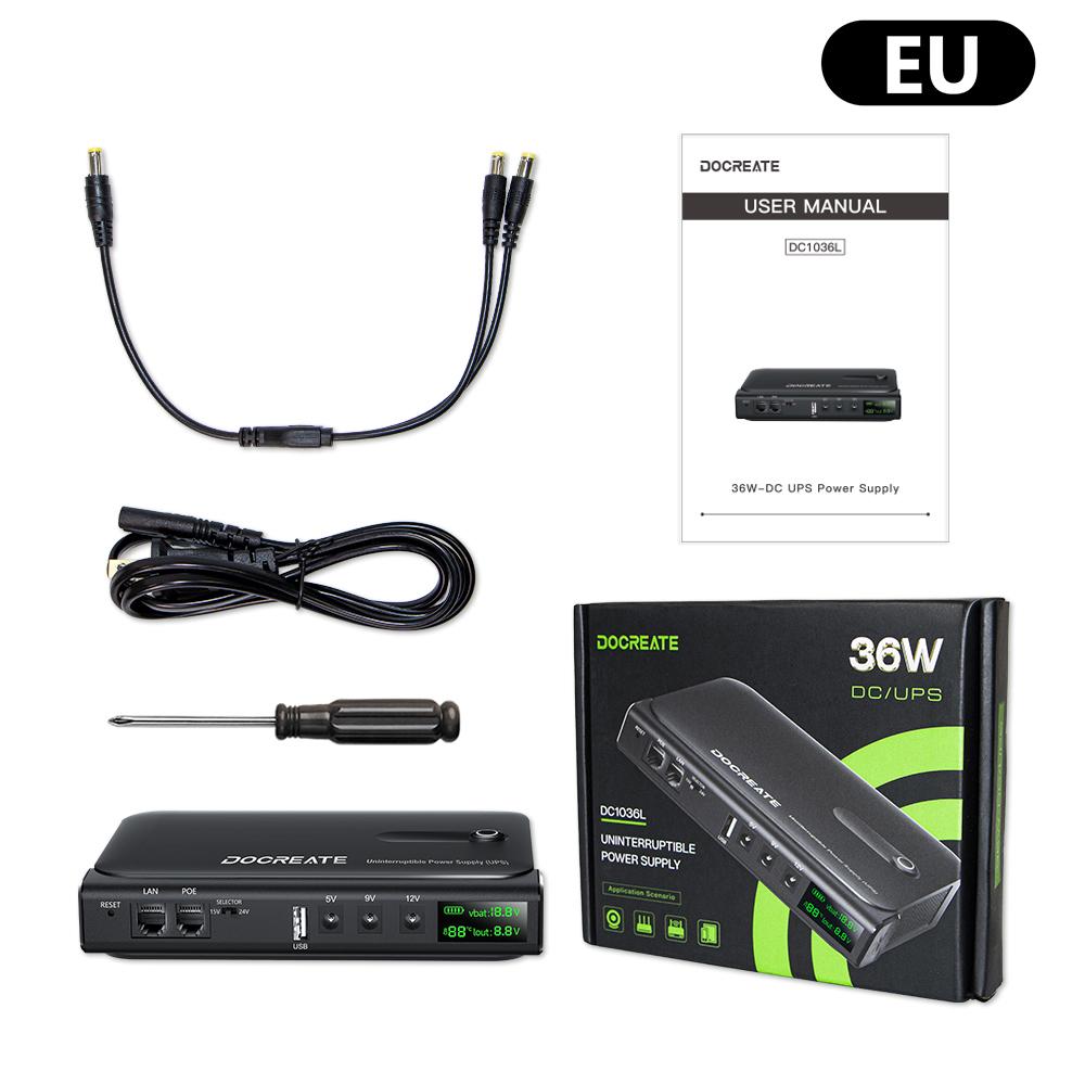 DC1036L 36W Digital UPS Uninterruptible Power Supply Anti Reverse 18650 Replaceable Battery 5V 9V12V 15V 24V Output for Router
DC1036L 36W Digital UPS Uninterruptible Power Supply Anti Reverse 18650 Replaceable Battery 5V 9V12V 15V 24V Output for Router