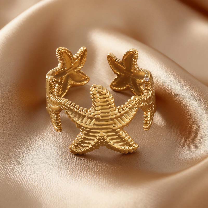 Stainless Steel Starfish Open Rings For Women Fashion Gold Color Star Geometric Adjustable Finger Ring Zircon Gift
Stainless Steel Starfish Open Rings For Women Fashion Gold Color Star Geometric Adjustable Finger Ring Zircon Gift
