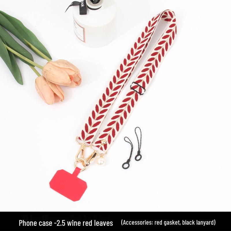 Embroidered Vine Leaves Mobile Phone Lanyard: Adjustable Crossbody Strap with Pearl Pendant for Neck and Shoulder
Embroidered Vine Leaves Mobile Phone Lanyard: Adjustable Crossbody Strap with Pearl Pendant for Neck and Shoulder