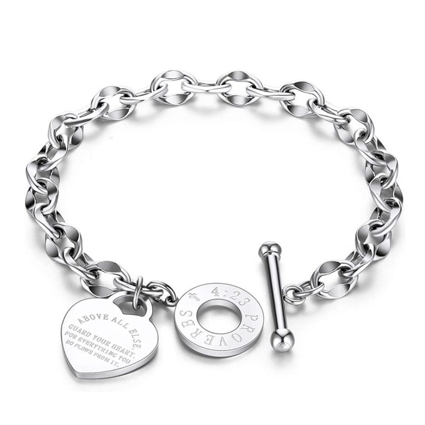 Stainless Steel Heart Letter Pendant Round OT Buckle Bracelet for Women Jewelry Gift срібний
Stainless Steel Heart Letter Pendant Round OT Buckle Bracelet for Women Jewelry Gift срібний