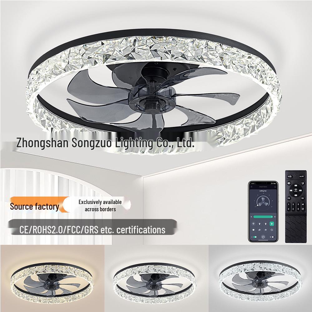 Certified Remote-Control Ceiling Fan Light with App Compatibility 40cm Black Aluminum Acrylic Iron 60W Three-Color
Certified Remote-Control Ceiling Fan Light with App Compatibility 40cm Black Aluminum Acrylic Iron 60W Three-Color