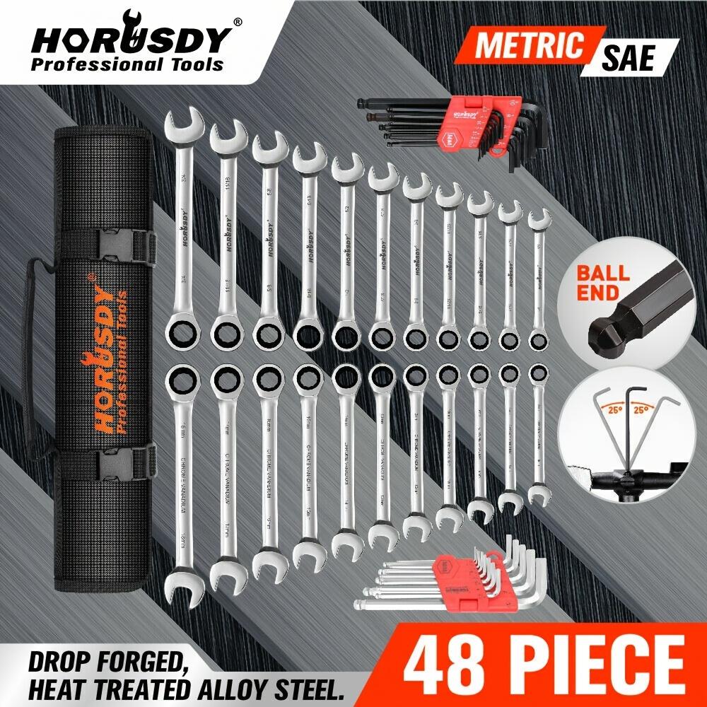HORUSDY Ratcheting Wrench Set 48pcs Combination Ended Spanner Kits Hex Key Allen Wrench Chrome Va 48-piece чёрный
HORUSDY Ratcheting Wrench Set 48pcs Combination Ended Spanner Kits Hex Key Allen Wrench Chrome Va 48-piece чёрный