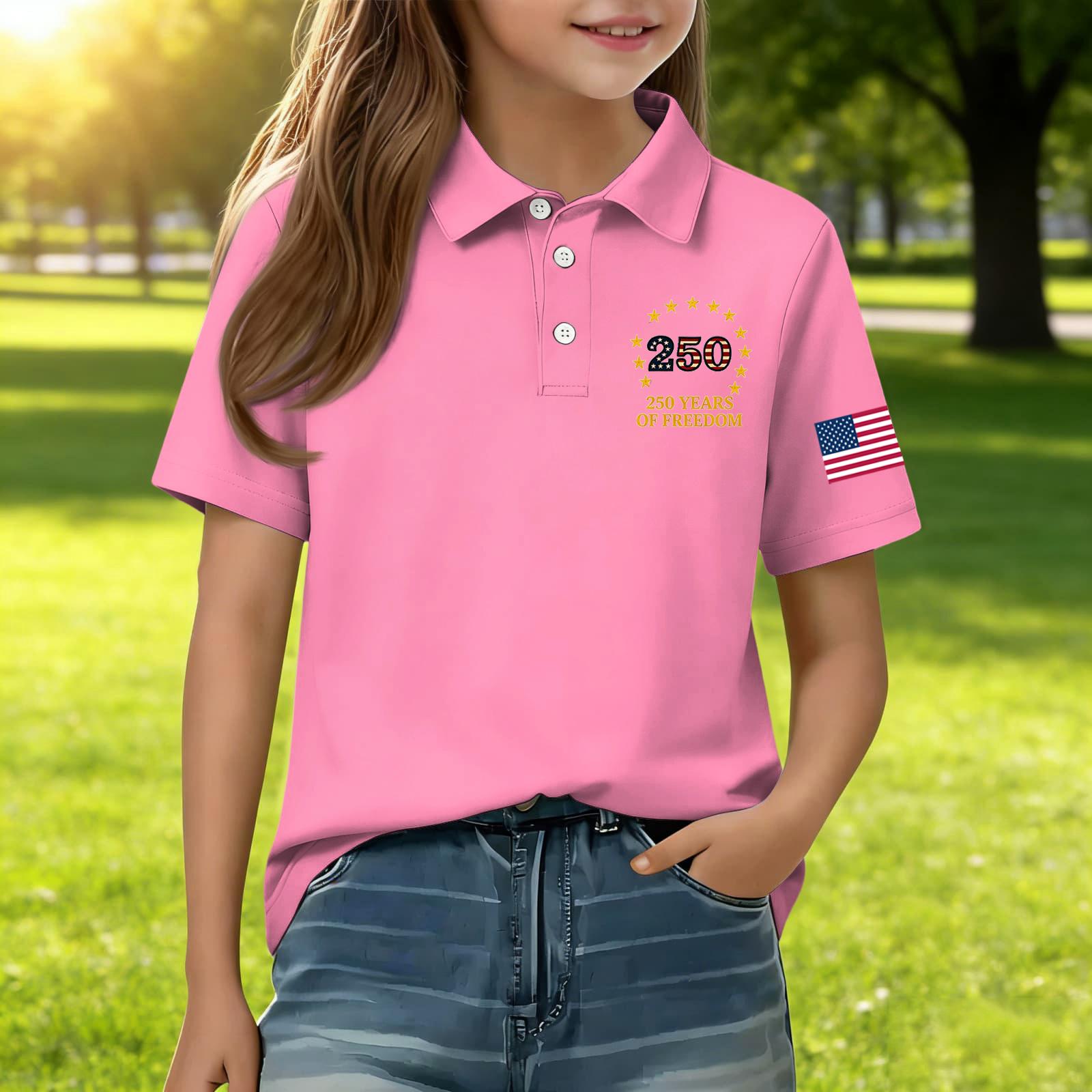 Kids Casual Short Sleeve Polo Shirt Independence Day Print T-Shirt 250 Years of Freedom Graphic Tee for Boys and Girls Comfortable Fit 150
Kids Casual Short Sleeve Polo Shirt Independence Day Print T-Shirt 250 Years of Freedom Graphic Tee for Boys and Girls Comfortable Fit 150
