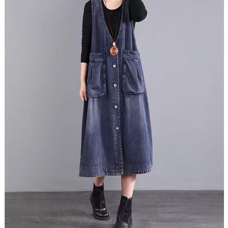 Plus Size Mid-Length Denim Vest Dress with Large Pockets - 2025 Spring Korean Style Trendy Fashion M for 52.5-57.5 kg синий
Plus Size Mid-Length Denim Vest Dress with Large Pockets - 2025 Spring Korean Style Trendy Fashion M for 52.5-57.5 kg синий