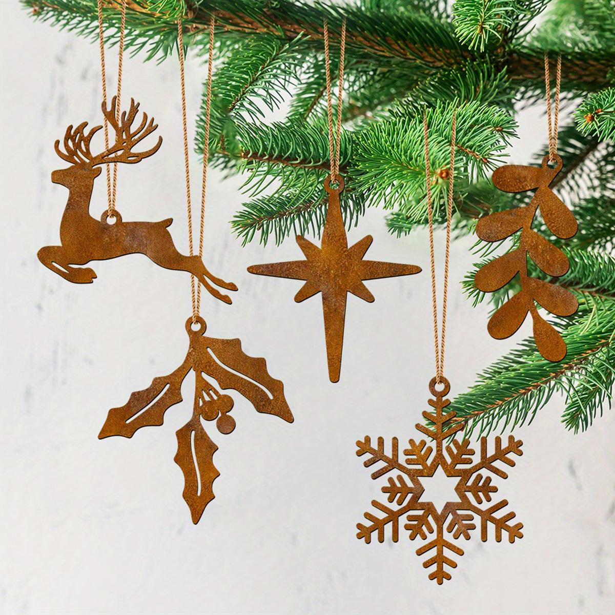 5-Piece Wrought Iron Christmas Tree Hanging Decorations, Featuring Reindeer, Stars, and Snowflake Designs, Suitable for Indoor/Outdoor Holiday
5-Piece Wrought Iron Christmas Tree Hanging Decorations, Featuring Reindeer, Stars, and Snowflake Designs, Suitable for Indoor/Outdoor Holiday