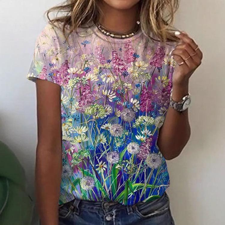 Summer Round Neck 3D Flowers Butterflies Dragonflies Pattern Print Top Fashionable Casual Short Sleeved Women s T-shirts XS
Summer Round Neck 3D Flowers Butterflies Dragonflies Pattern Print Top Fashionable Casual Short Sleeved Women s T-shirts XS