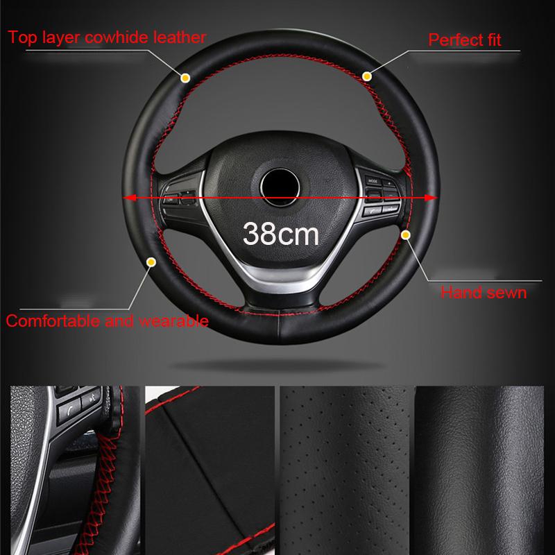 Genuine Leather Steering Wheel Cover with Needles and Thread DIY Braid Car Steering Wheel Cover For Diameter 37-38cm
Genuine Leather Steering Wheel Cover with Needles and Thread DIY Braid Car Steering Wheel Cover For Diameter 37-38cm