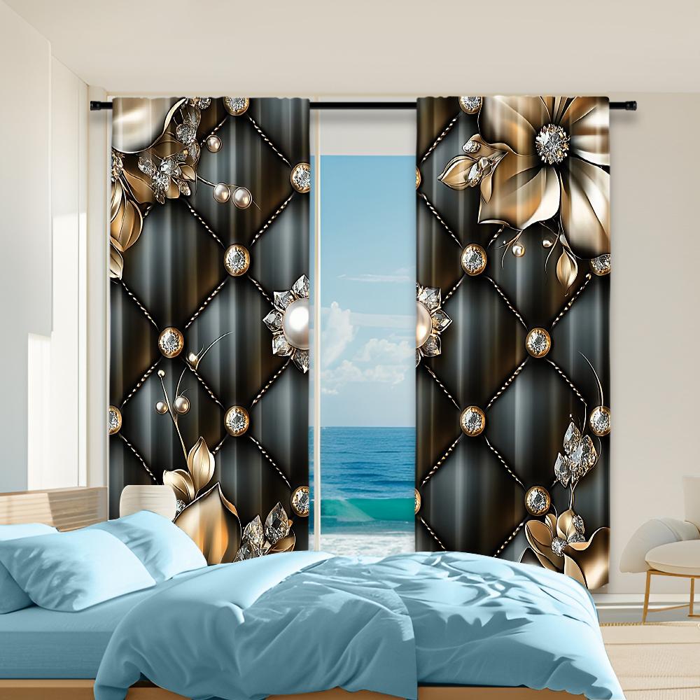 Set Of 2 Elegant Diamond Pattern Polyester Curtains Floral Accents Rod Hole Hanging Curtain Light Filtering Machine Washable W100*H70(CM)-Hooks&1PCS
Set Of 2 Elegant Diamond Pattern Polyester Curtains Floral Accents Rod Hole Hanging Curtain Light Filtering Machine Washable W100*H70(CM)-Hooks&1PCS