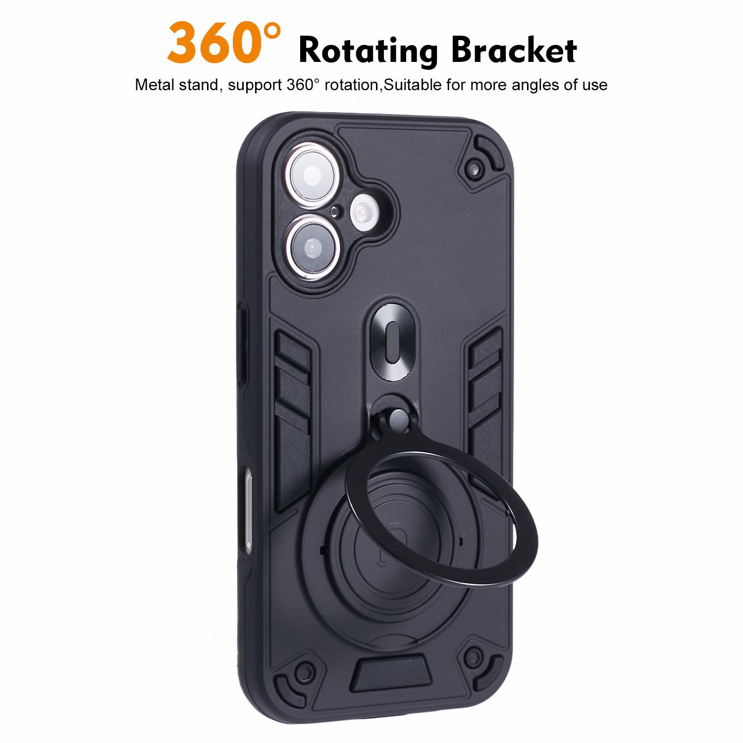 For iPhone 16 Case Rotatable Kickstand PC+TPU Drop Protection Phone Cover Black
For iPhone 16 Case Rotatable Kickstand PC+TPU Drop Protection Phone Cover Black