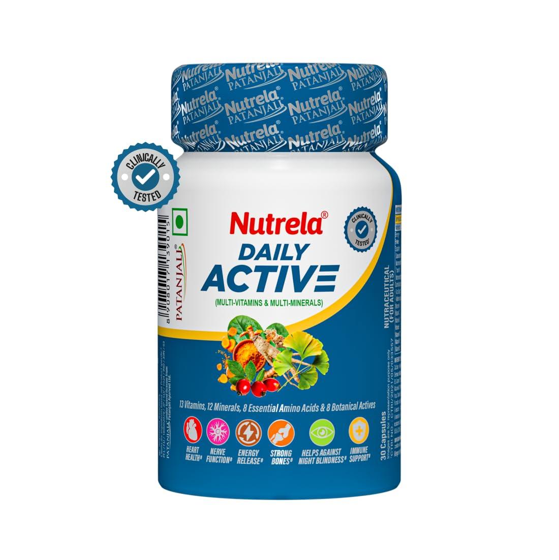 Nutrela Multivitamin by Patanjali 30 Veg Tablets Pack of 1 for Daily Wellness Energy and Vitality
Nutrela Multivitamin by Patanjali 30 Veg Tablets Pack of 1 for Daily Wellness Energy and Vitality