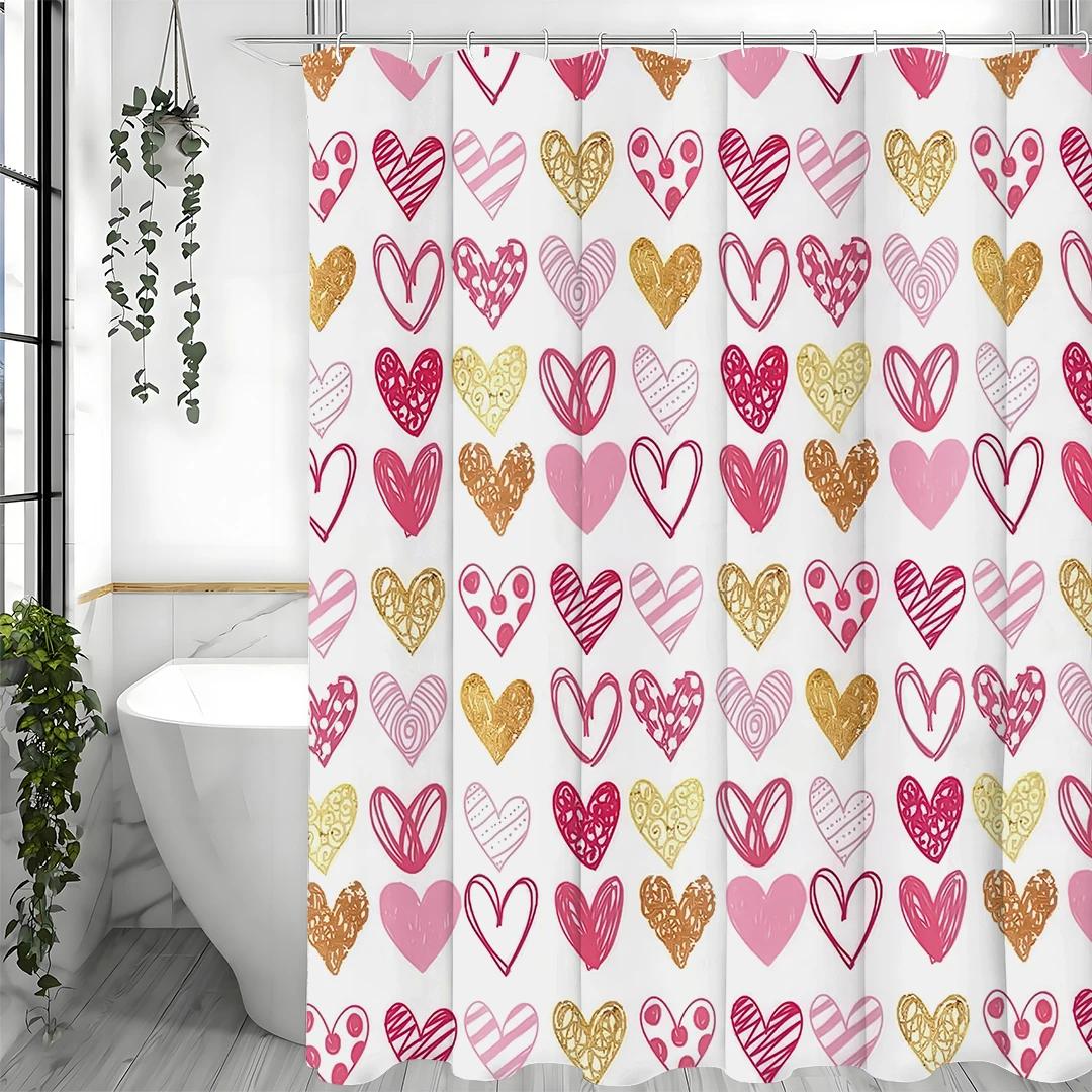 Valentine S Day Cartoon Love Shower Curtain, Bathroom Decorative Shower Curtain, Waterproof Shower Curtain With Hooks W60H190(CM)-1 Pcs
Valentine S Day Cartoon Love Shower Curtain, Bathroom Decorative Shower Curtain, Waterproof Shower Curtain With Hooks W60H190(CM)-1 Pcs